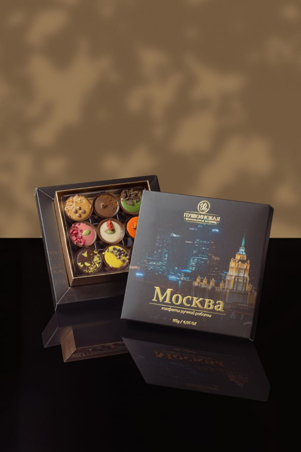 №1 Пушкинская фабрика Конфеты Ассорти (Москва), 115г(чёрная коробка) в Павлове